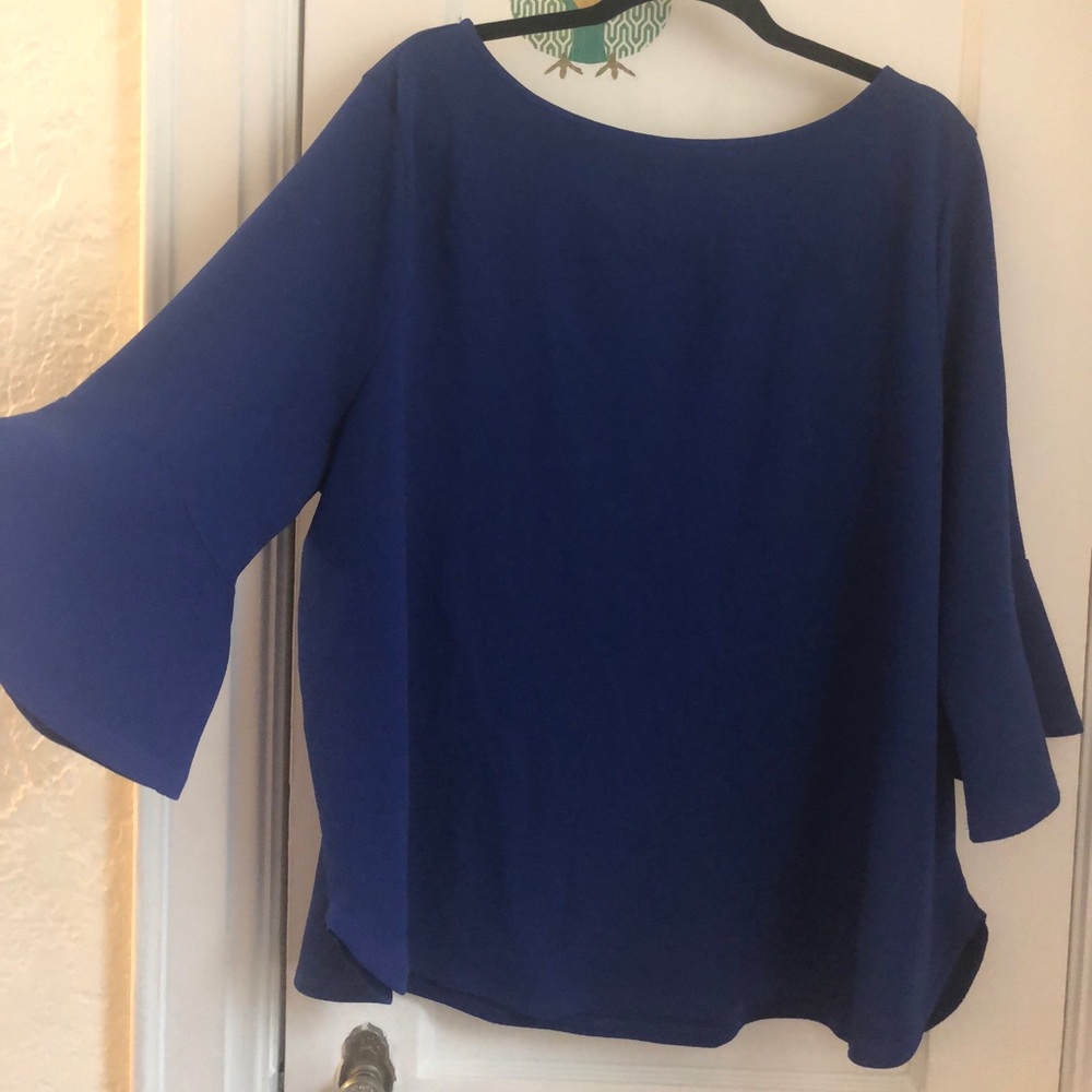 Blue Top w/ Flared Sleeves